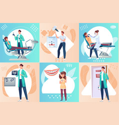 Dental care set flat isolated Royalty Free Vector Image