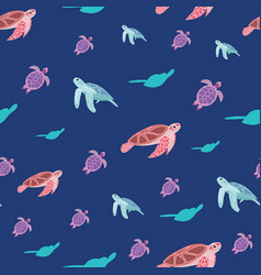 Sea turtles repeat pattern-11 Royalty Free Vector Image