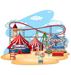 Fun Fair Theme Park On Isolated Background Vector Image