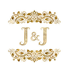 M and j vintage initials logo symbol letters Vector Image