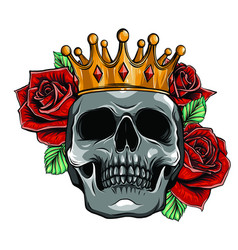 Skull wearing a king crown Royalty Free Vector Image