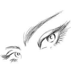 Female eyes drawing long eyelashes Royalty Free Vector Image