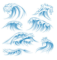 Sketch wave ocean sea waves splash hand drawn Vector Image