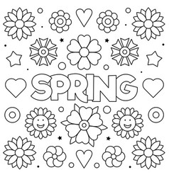 Spring coloring page black and white Royalty Free Vector