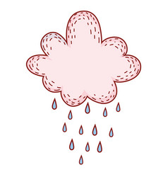 Blue cloud lightning raindrops cartoon image Vector Image