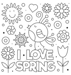 Spring coloring page black and white Royalty Free Vector