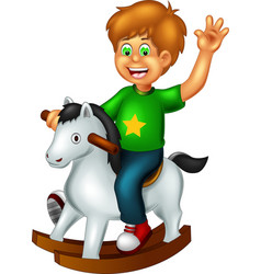 Funny prince and princess riding a horse cartoon Vector Image