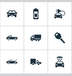 Car wash icons black and blue set Royalty Free Vector Image