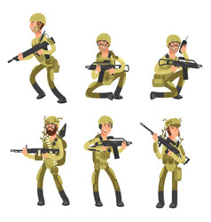 Soldiers With Guns In The Field Royalty Free Vector Image