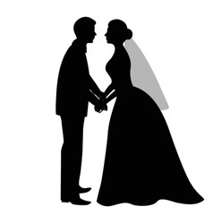 Bride and groom silhouette Royalty Free Vector Image