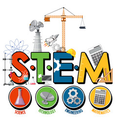 Stem education logo with little kids cartoon Vector Image