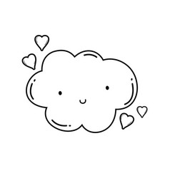 Cute cloud cartoon in black and white Royalty Free Vector