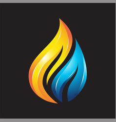 Flame Water Drop 3d Logo Royalty Free Vector Image