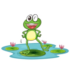 Little green frog dancing Royalty Free Vector Image