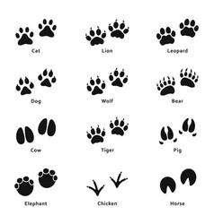 Animals footprints paw prints set of different Vector Image