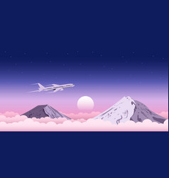 Plane flying above clouds Royalty Free Vector Image