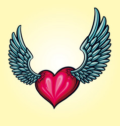 Red heart of an angel Royalty Free Vector Image