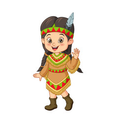 Cartoon Happy Indian Boy In Traditional Costume Vector Image