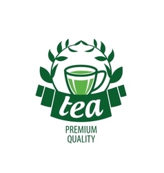 Logo splashes in a cup of tea Royalty Free Vector Image