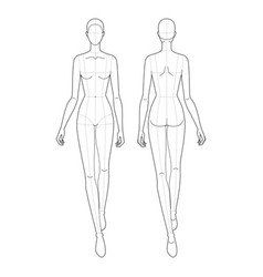 Fashion template 9 head for technical drawing Vector Image