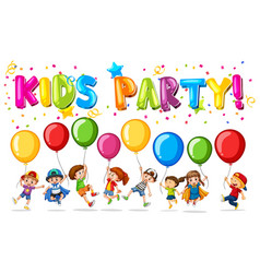 Cartoon kids holding letter def shaped balloons Vector Image