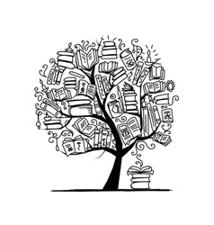 Books tree sketch for your design Royalty Free Vector Image