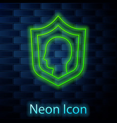 Glowing neon line life insurance with shield icon Vector Image