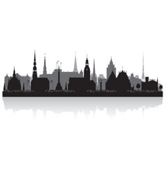 Riga city skyline black and white silhouette Vector Image