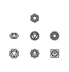 Chakra symbols set spiritual Royalty Free Vector Image