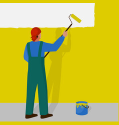 3d wall painter tool brush roller bucket Vector Image