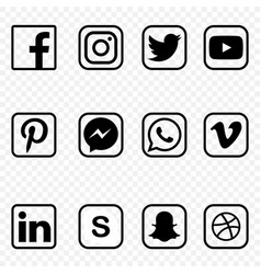 Social Media Icons Black White Facebook Instagram Twitter Vector Images 98