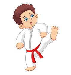 A cute fat boy karate pose Royalty Free Vector Image