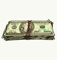 Stack one hundred us dollars Royalty Free Vector Image