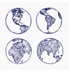 Earth 3d globe world map with green continents Vector Image