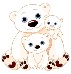 Big polar bear family at christmas Royalty Free Vector Image