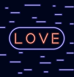 Neon text love signboard on the blue background Vector Image