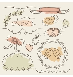 Romantic set hand drawn elements Royalty Free Vector Image
