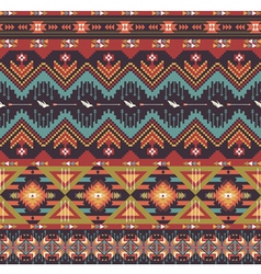 Aztecs seamless pattern on hot color with bird Vector Image