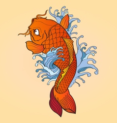 Koi fish tattoo japanese style color Royalty Free Vector