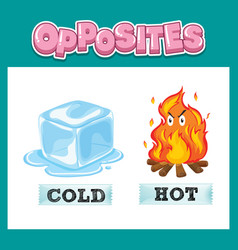 Opposite adjectives with cold and hot Royalty Free Vector