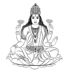 Black Outline Indian God Iconvector Drawing Stock Vector