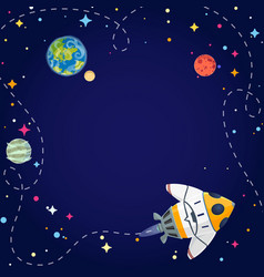 Background scene with rocket and planets in space Vector Image