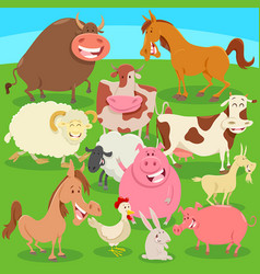 Cartoon farm animals group Royalty Free Vector Image