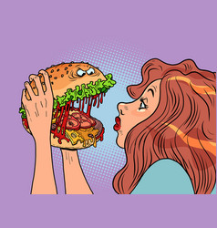 Realistic hamburger fast food Royalty Free Vector Image