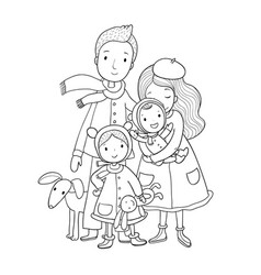 A happy family parents with children cute Vector Image