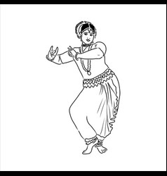 Outline sketch of indian woman dancer dancing Vector Image