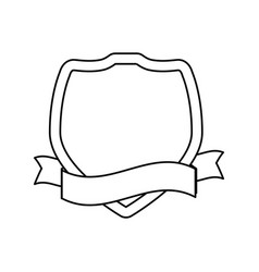 Shield with ribbon emblem outline empty Royalty Free Vector