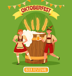 Oktoberfest poster with bavarian girl Royalty Free Vector