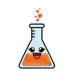 Chemistry flask cartoon smiley Royalty Free Vector Image