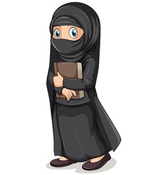 Muslim girl holding book Royalty Free Vector Image